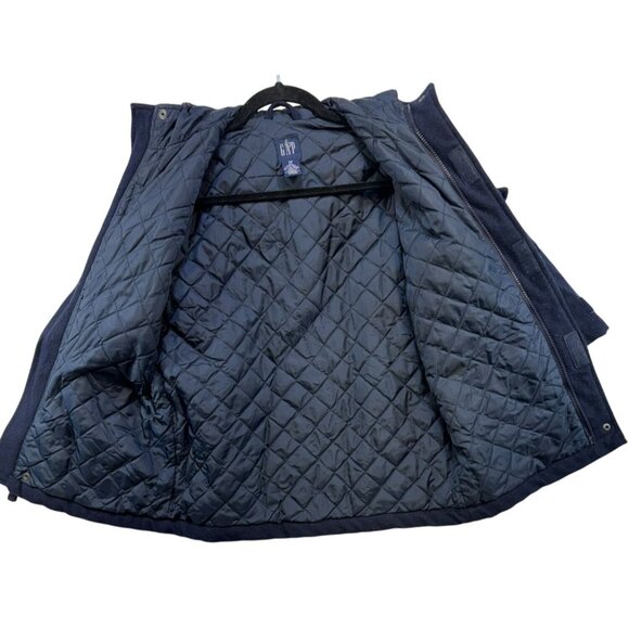 Gap Kids Wool-Blend Hooded Coat XS (S) Navy Quilted Lining & Large Pockets - Picture 9 of 10
